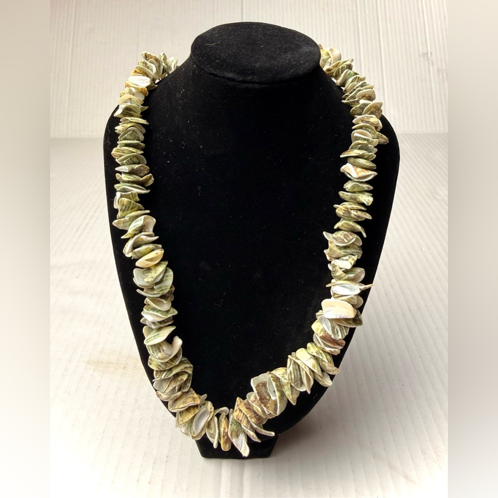 Vintage Mother of Pearl Abalone Seashells Shell Choker Necklace Chips Chunky